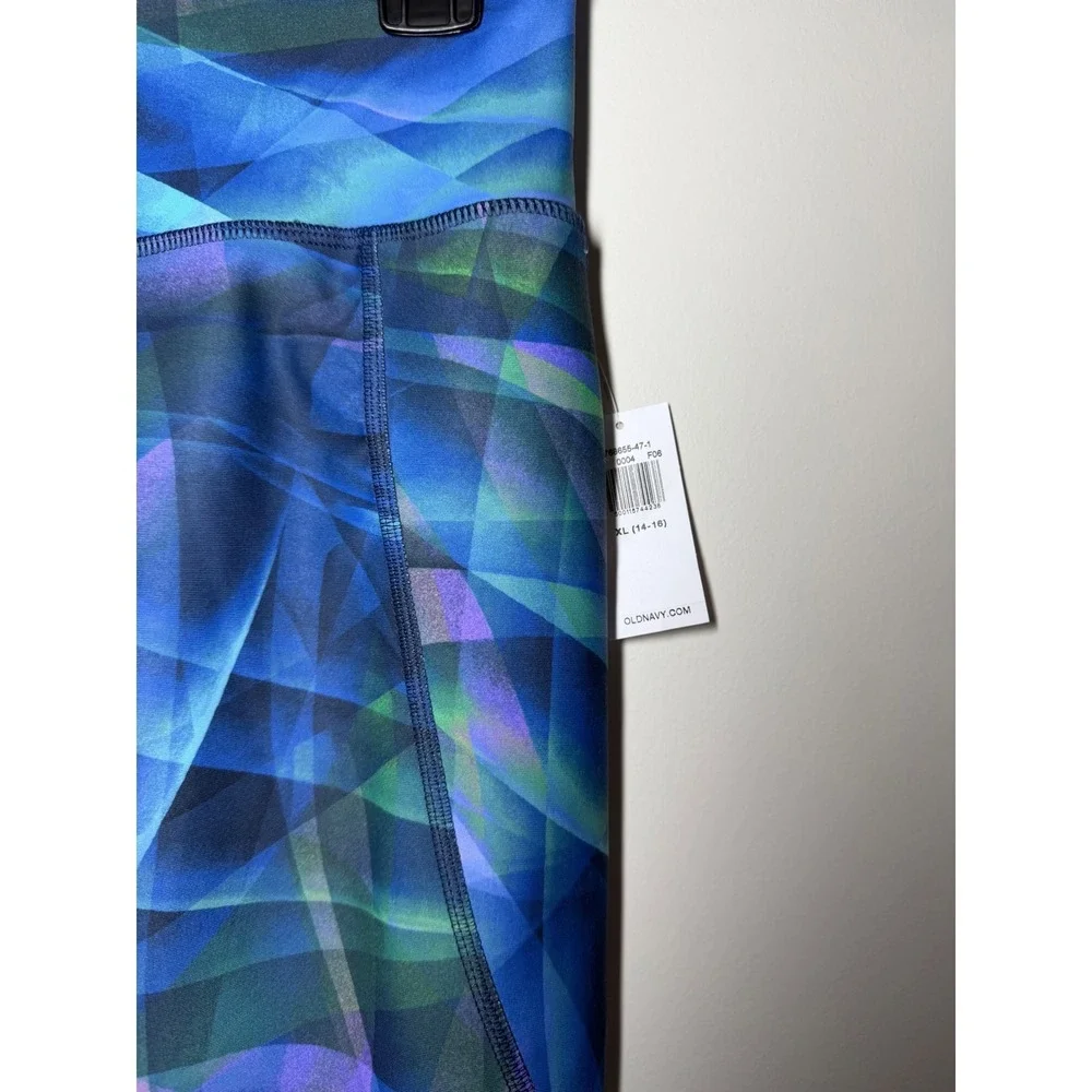 Old Navy Girls XL 14-16 PowerSoft Go-Dry High-Rise Ankle Leggings Blue Abstract